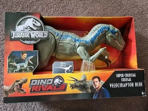 Jurassic World Dino Rivals - Super Colossal Velociraptor Blue*NEW* - Picture 1 of 2
