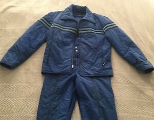 Vintage HEAD Snow Ski Suit Jacket + Overalls Cobalt Blue Sz 32 Reg S/M 1980s/90s