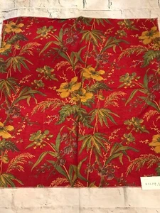 Ralph Lauren Malissard Floral Red Linen Oil Repellent Fabric Sample Remnant - Picture 1 of 7