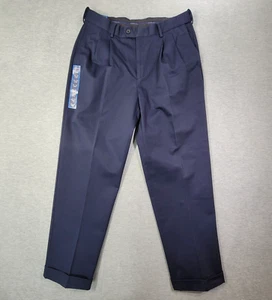 Croft & Barrow Pants Mens 34x32 Admiral Navy Pleated Straight Cuffed NWT - Picture 1 of 12