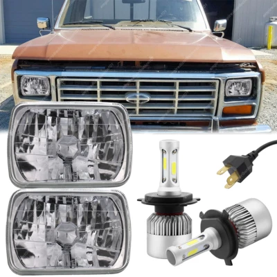 Pair For 1976-1986 Ford F150 F-150 Pickup 7x6 5x7" LED Headlights Hi/Lo Beam S++ - Image 1 of 4