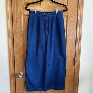 Denim A Line Maxi Skirt Womens 8 High Rise Casual Corner Dark Wash Vtg 90s - Picture 1 of 5