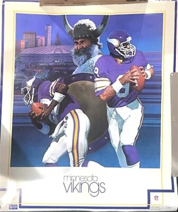 RARE VTG NFL MINNESOTA VIKINGS POSTER 1986 ORIGINAL NOS 36X24 KRAMER METRODOME - Picture 1 of 1