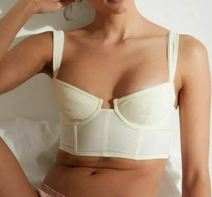Urban Outfitters Out From Under Gina Corset Bra Crop Top Beige Off white Size M - Picture 1 of 9