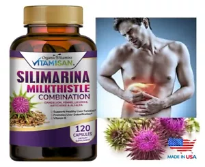 Organic vitamin Milk Thistle Silimarina 120 Capsules Made in USA extra Strength - Picture 1 of 13