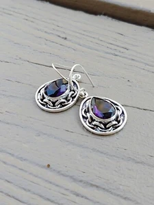 Sweet Ethnic Handcrafted Amethyst 925 Silver Drop/Dangle Earrings - Picture 1 of 7