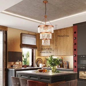 15.7" Bohemia Wood Bead Chandelier 5-Light Pendant Lamp Ceiling Light Fixture - Picture 1 of 12