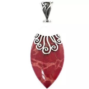 "Colgante de libra esterlina rojo coral rojo plata 925 genuino del Océano Pacífico Sur, 2 1/4" - Imagen 1 de 3