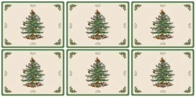 SPODE COPELAND Pimpernel for Spode Christmas Tree Placemats Set of 6