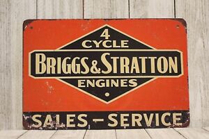 Briggs & Stratton Engine Sales Service Tin Poster Sign Vintage Man Cave Garage  