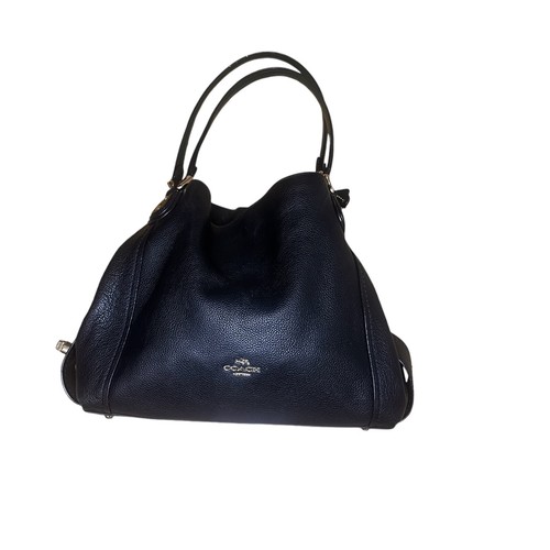 Borsa a tracolla Coach 57125 Edie 31 in pelle nera con ciottoli lucidi borsetta