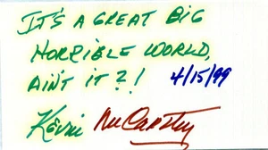 AUTHENTIC legendary actor Kevin McCarthy, including quote, on card - Picture 1 of 1