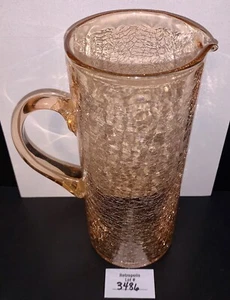 Rosa Crackle Glas Wasser Tee Cocktail Krug 8" Vintage - Bild 1 von 8