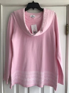 Women's Pink Sweater With Removable Scarf Size PL Long Sleeves Kim Rogers New! - Picture 1 of 9