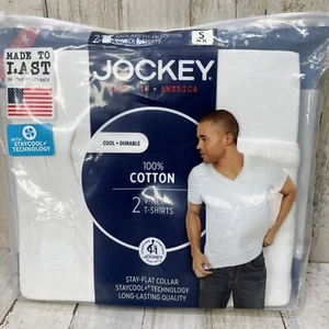Paquete de 2 camisetas clásicas de algodón con cuello en V blancas para hombre Jockey talla S. Bn2 - Imagen 1 de 8