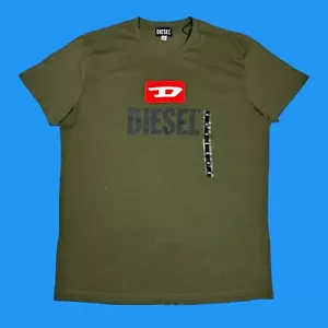Diesel Herren Größe XL T Diego Logo Rundhalsausschnitt kurzärmlig olivgrün T-Shirt - Bild 1 von 15