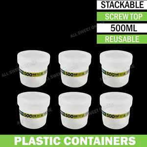 6pcs 500ML Screw Top BPA Free Food Plastic Storage Container Australian Made - Picture 1 of 5