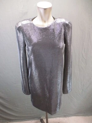 Vestido de fiesta corto manga larga H&M talla 8 plateado trasero cerradura cuello redondo 004 Foto 1 de 4