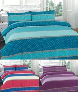 EASTON Stripes Duvet Quilt Cover & Pillowcase Polycotton Easycare Bedding Set - Picture 1 of 4