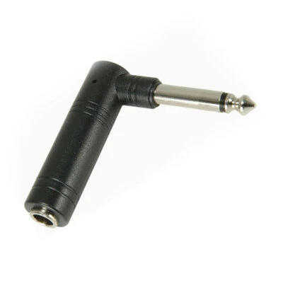 6.35mm MONO Jack Male Plug to Female Socket Right Angle Adapter 90 Degrees 1/4" - Image 1 of 2