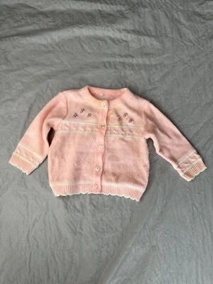 Suéter bordado tejido rosa infantil vintage suéter bebé ropa bebé Foto 1 de 4