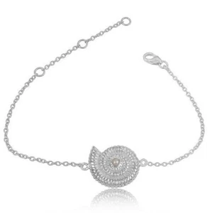 Shell Designer Pearl Gemstone 925 Sterling Silver Chain Bracelet Jewelry - Picture 1 of 2
