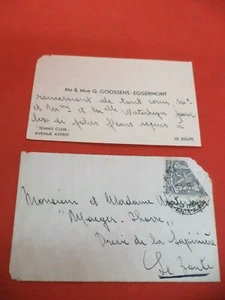 ANTIGUA TARJETA DE AGRADECIMIENTO DE MATRIMONIO GOOSSENS EGGERMONT LE ZOUTE CLUB DE TENIS - Imagen 1 de 2