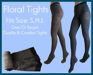 Floral Tights Patterned Stockings Pantyhose Socks Lace Print Thick Flower - Foto 1 di 15