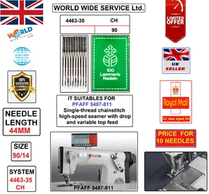 PFAFF 5487-811 CHAINSTITCH SYSTEM 4463-35 SY7240 NM:90 INDUS SEWING MCHN NEEDLE - Picture 1 of 3