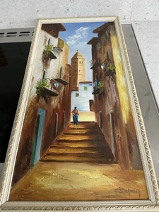 Dipinto olio spagnolo anni '60 firmato Diluen forse Santa Leocadia Toledo - Foto 1 di 8