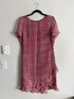 VTG Papell Petites Size 14 Dress 100% SILK Ruffle Short Sleeve Summer Preppy - Image 1 of 4