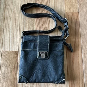 Rosetti Crossbody Purse Rivet Seams Handbag Black 3 Seperate Compartments Wallet - Picture 1 of 15