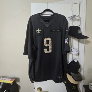 Drew Brees Jersey Men's XXL Nike Salute To Service Camo Black #9 New Orleans - Picture 1 of 4