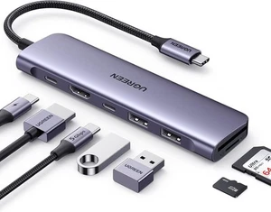 UGREEN Revodok 1071 USB C Hub for Laptop 7 in 1 Dock 4K HDMI, 100W Space Gray - Picture 1 of 7