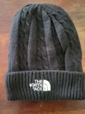 THE NORTH FACE Cuffed Beanie One Size Unisex Black Cap Logo TNF Lined Acrylic  - Image 1 of 4