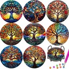 TDOOW Diamond Art Painting Coasters Kit - 8 Pcs Colorful Tree Design