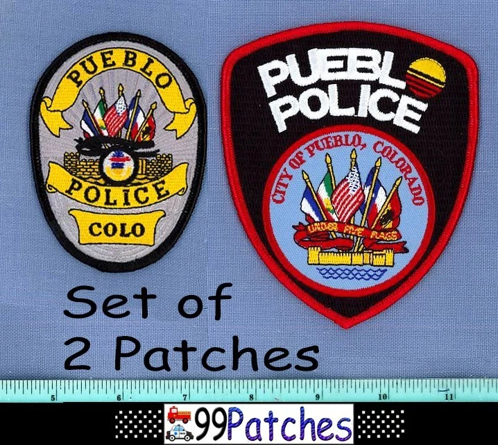 PUEBLO (LOTE DE 2 Parches) Parche Policía Colorado Antiguo Fuerte Militar Bajo 5 Banderas 1E Foto 1 de 1