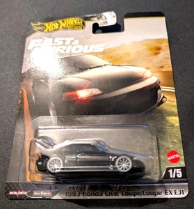 Honda Civic cupé Hot Wheels Premium 2025 1993 ex ejl #1/5 negro rápido y furioso - Imagen 1 de 6