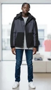 Reebok Jungen 3 N 1 Gr. 10/12 wasserabweisend Jacke Mantel Hoodie schwarz grau - Bild 1 von 8