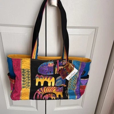 Laurel Burch Fantastic Felines Totem Cat Shoulder Bag Handbag Multicolor  - Image 1 of 4