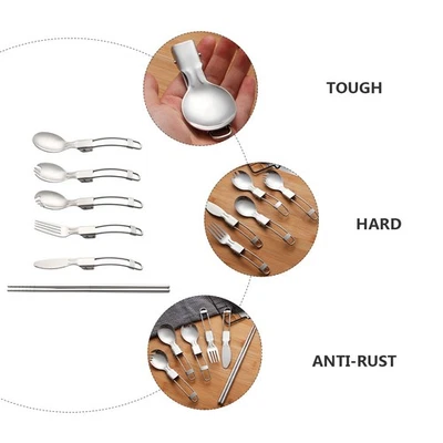  Picknick Geschirr Set Camping-besteck Edelstahlgabeln Outdoor-Geschirr - Bild 1 von 4