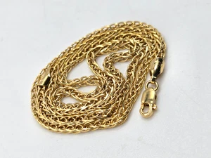 10KT Yellow Gold Hollow  Wheat  Chain 16 Inches x 2.7mm  Lobster Clasp - Picture 1 of 6