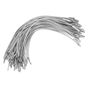 100 Pcs 6.4" Elastic Barbed Cord 2mm Loop Stretch Round String with Barb, Silver - Picture 1 of 7