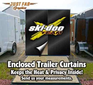 Custom Ski-Doo Enclosed Rear Trailer Curtains Yamaha Polaris Arctic Cat - Foto 1 di 8