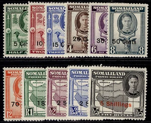SOMALILAND PROTEKTORAT GVI SG125-135, 1951 Komplettset, M NEUWERTIG. Katze £55. - Bild 1 von 1