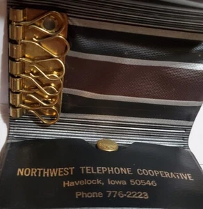 Custodia chiave in pelle nera anni '60 promozionale giveaway telefono nord-ovest Coop - Foto 1 di 9
