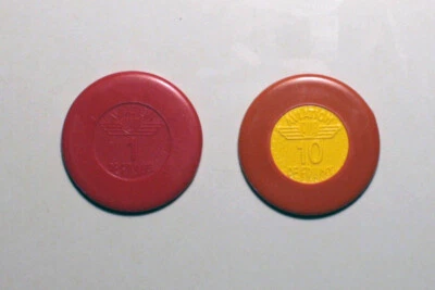 X2 - VINTAGE ACF / AVIATION CLUB DE FRANCE TOKENS - B&G POKER CHIP CASINO - Image 1 of 2