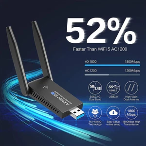 WIFI Adapter WLAN USB 3.0 Stick 1300/1800Mbps Dual-Band Dongle Antenne für PC DE - Bild 1 von 50