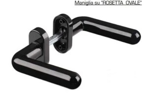 MANIGLIA NERA IN NYLON ROSETTA OVALE CON FORO YALE - Picture 1 of 2