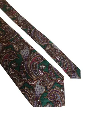 Corbata de seda Norm Thompson verde púrpura cachemira Robert Talbott para hombre oficina Foto 1 de 4